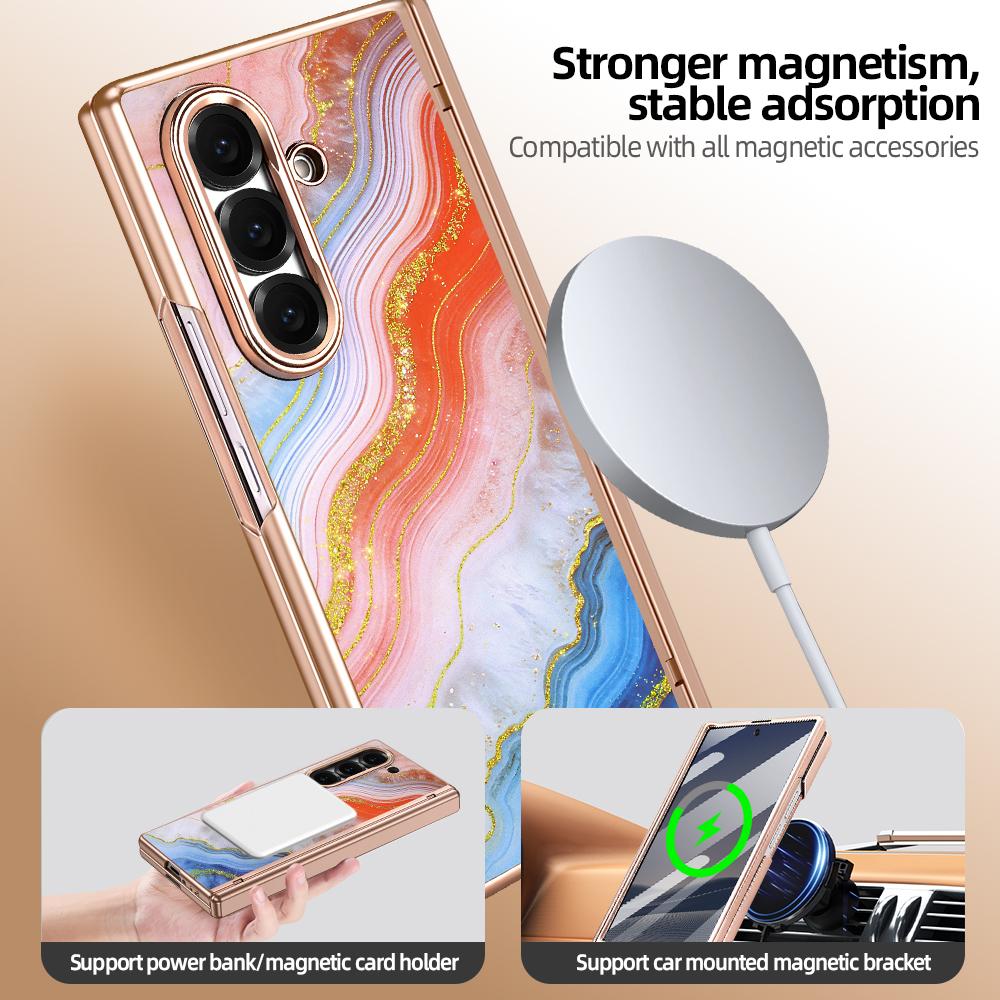 For Samsung Galaxy Z Fold7 5G VIETAO Amber Series Integrated Privacy Screen Protector Magnetic Phone Case with Stylus(Pink Gold)