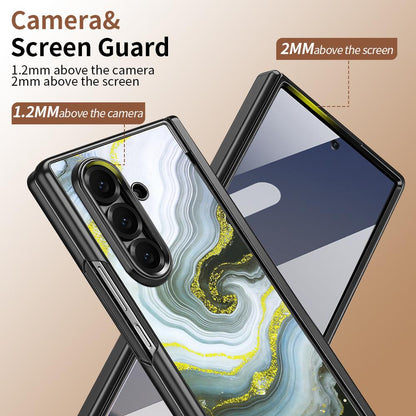 For Samsung Galaxy Z Fold7 5G VIETAO Amber Series Integrated Privacy Screen Protector Magnetic Phone Case with Stylus(Grey Gold)
