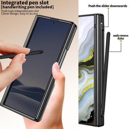For Samsung Galaxy Z Fold7 5G VIETAO Amber Series Integrated Privacy Screen Protector Magnetic Phone Case with Stylus(Grey Gold)