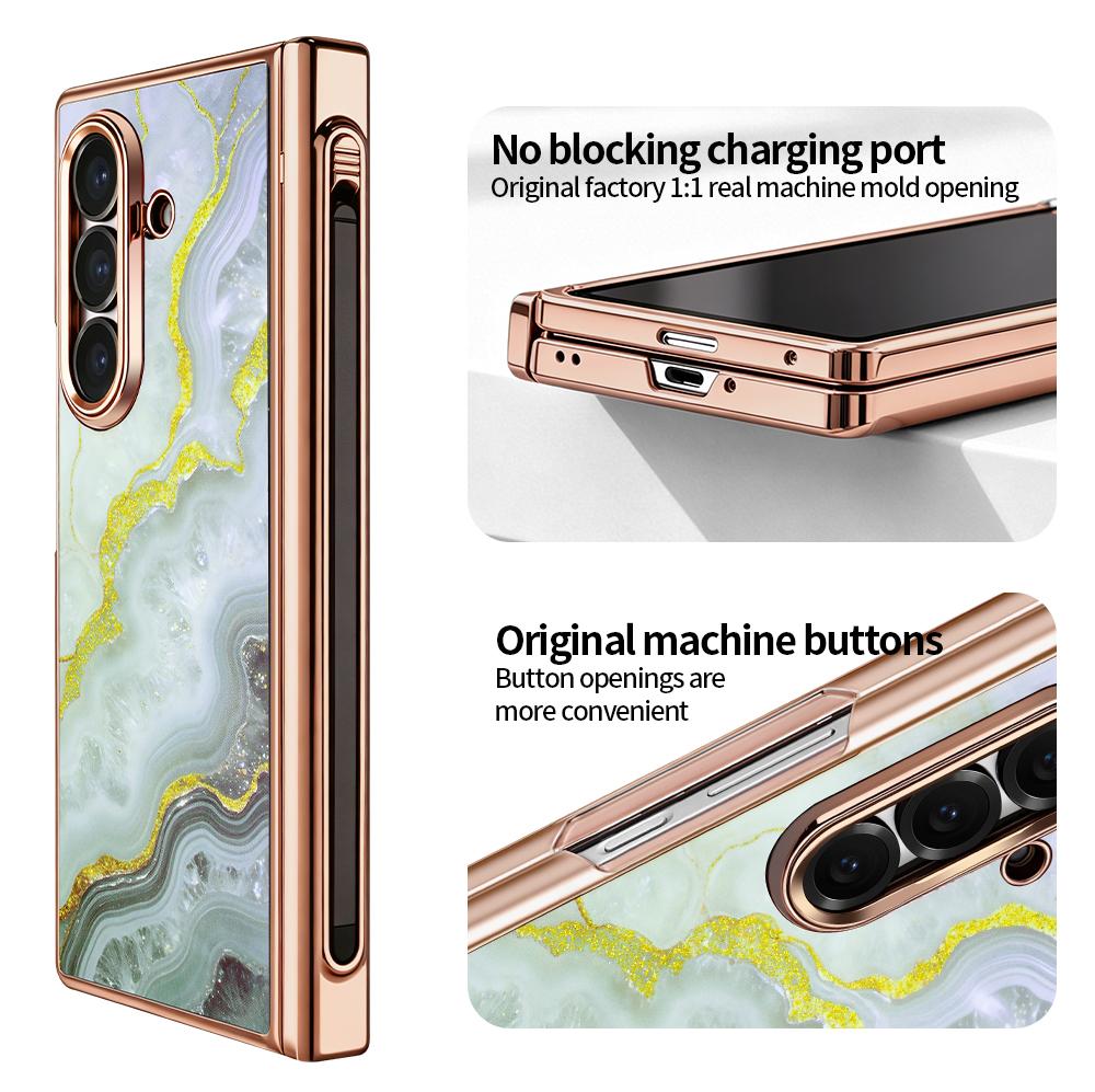 For Samsung Galaxy Z Fold6 5G VIETAO Amber Series Integrated Privacy Screen Protector Magnetic Phone Case with Stylus(Platinum)