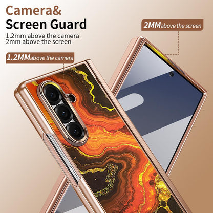 For Samsung Galaxy Z Fold6 5G VIETAO Amber Series Integrated Privacy Screen Protector Magnetic Phone Case with Stylus(Orange Gold)