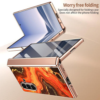 For Samsung Galaxy Z Fold6 5G VIETAO Amber Series Integrated Privacy Screen Protector Magnetic Phone Case with Stylus(Orange Gold)