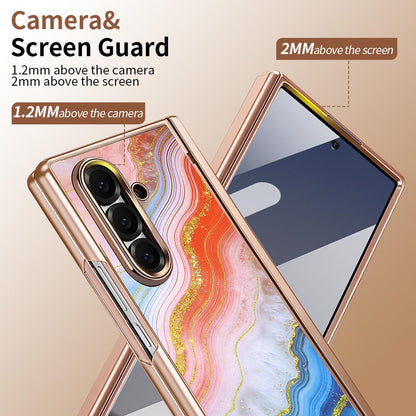 For Samsung Galaxy Z Fold6 5G VIETAO Amber Series Integrated Privacy Screen Protector Magnetic Phone Case with Stylus(Pink Gold)