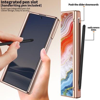 For Samsung Galaxy Z Fold6 5G VIETAO Amber Series Integrated Privacy Screen Protector Magnetic Phone Case with Stylus(Pink Gold)