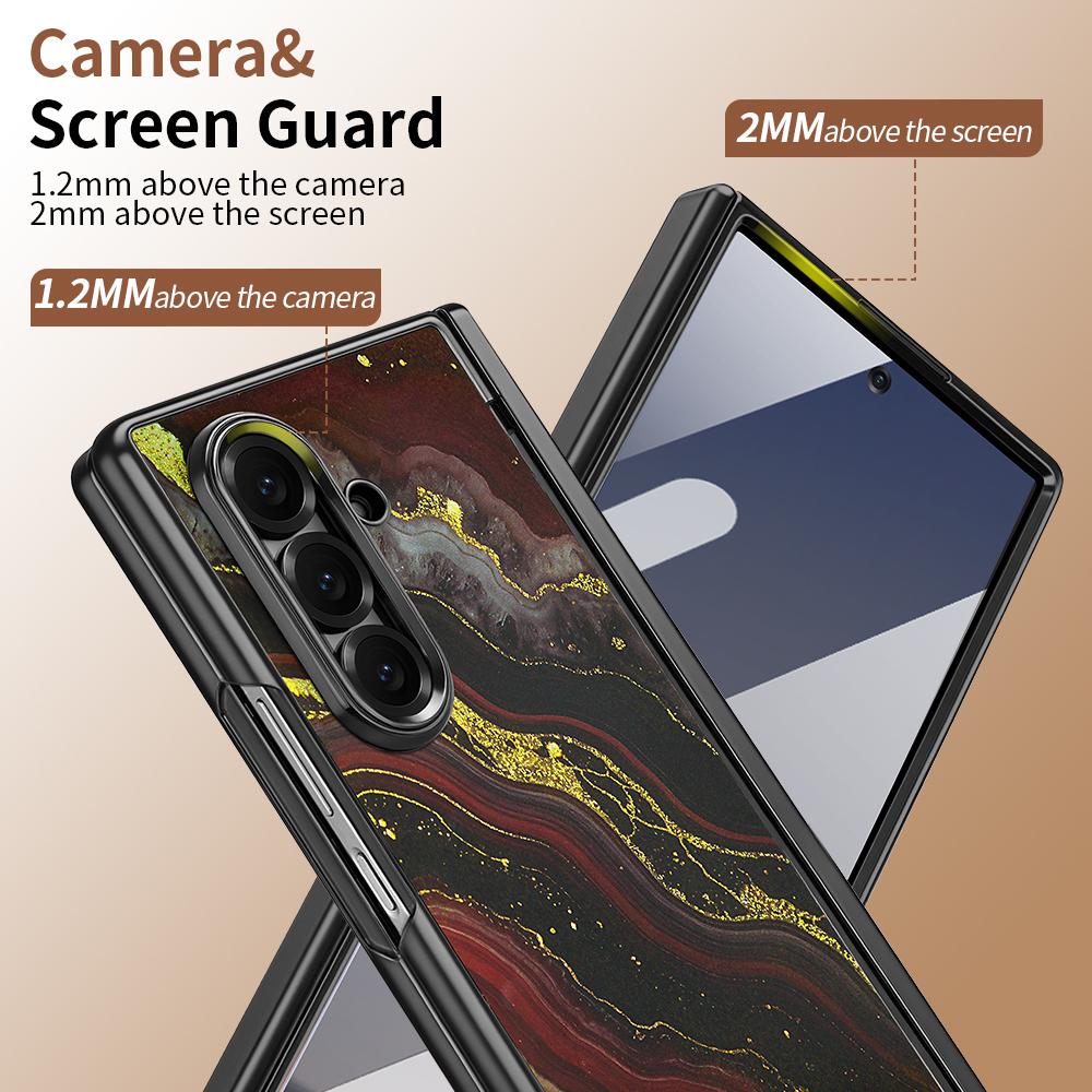 For Samsung Galaxy Z Fold6 5G VIETAO Amber Series Integrated Privacy Screen Protector Magnetic Phone Case with Stylus(Black Gold)