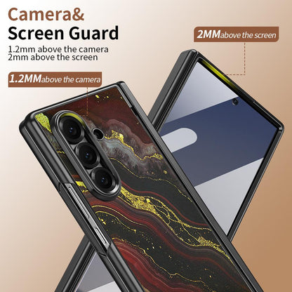 For Samsung Galaxy Z Fold6 5G VIETAO Amber Series Integrated Privacy Screen Protector Magnetic Phone Case with Stylus(Black Gold)