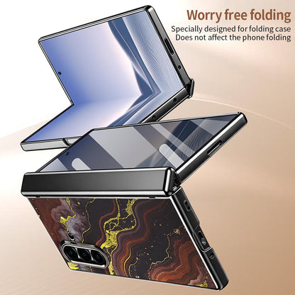 For Samsung Galaxy Z Fold6 5G VIETAO Amber Series Integrated Privacy Screen Protector Magnetic Phone Case with Stylus(Black Gold)