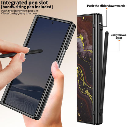 For Samsung Galaxy Z Fold6 5G VIETAO Amber Series Integrated Privacy Screen Protector Magnetic Phone Case with Stylus(Black Gold)