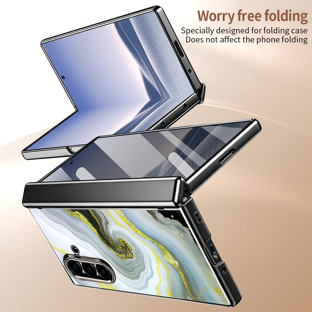 For Samsung Galaxy Z Fold6 5G VIETAO Amber Series Integrated Privacy Screen Protector Magnetic Phone Case with Stylus(Grey Gold)