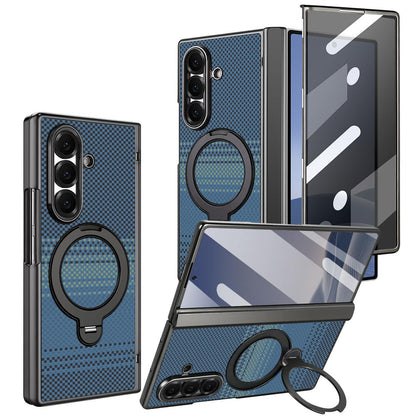 For Galaxy Z Fold8 Ultra 5G VIETAO Fengying Series Integrated Privacy Film Carbon Fiber Magnetic Phone Case with 360-Degree Rotating Stand(Blue)