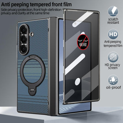 For Galaxy Z Fold8 Ultra 5G VIETAO Fengying Series Integrated Privacy Film Carbon Fiber Magnetic Phone Case with 360-Degree Rotating Stand(Blue)
