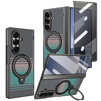 For Galaxy Z Fold8 Ultra 5G VIETAO Fengying Series Integrated Privacy Film Carbon Fiber Magnetic Phone Case with 360-Degree Rotating Stand(Green)