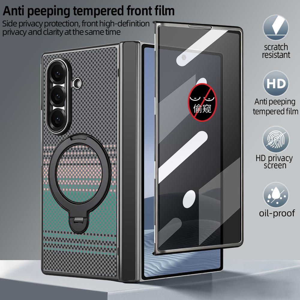 For Galaxy Z Fold8 Ultra 5G VIETAO Fengying Series Integrated Privacy Film Carbon Fiber Magnetic Phone Case with 360-Degree Rotating Stand(Green)
