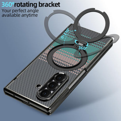 For Galaxy Z Fold8 Ultra 5G VIETAO Fengying Series Integrated Privacy Film Carbon Fiber Magnetic Phone Case with 360-Degree Rotating Stand(Green)
