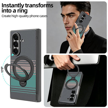 For Galaxy Z Fold8 Ultra 5G VIETAO Fengying Series Integrated Privacy Film Carbon Fiber Magnetic Phone Case with 360-Degree Rotating Stand(Green)