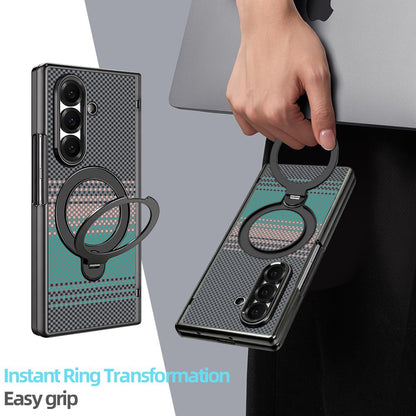 For Galaxy Z Fold8 Ultra 5G VIETAO Fengying Series Integrated Privacy Film Carbon Fiber Magnetic Phone Case with 360-Degree Rotating Stand(Green)