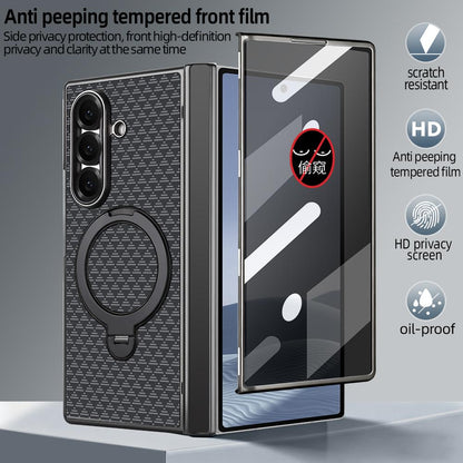 For Galaxy Z Fold8 Ultra 5G VIETAO Fengying Series Integrated Privacy Film Carbon Fiber Magnetic Phone Case with 360-Degree Rotating Stand(Triangular Black)
