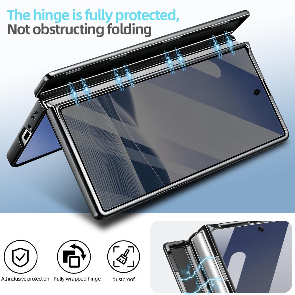 For Galaxy Z Fold8 Ultra 5G VIETAO Fengying Series Integrated Privacy Film Carbon Fiber Magnetic Phone Case with 360-Degree Rotating Stand(Triangular Black)