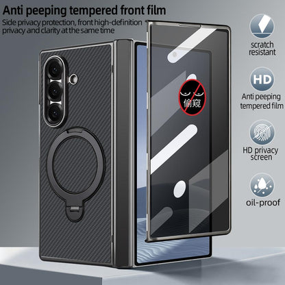 For Galaxy Z Fold8 Ultra 5G VIETAO Fengying Series Integrated Privacy Film Carbon Fiber Magnetic Phone Case with 360-Degree Rotating Stand(Twill Black)