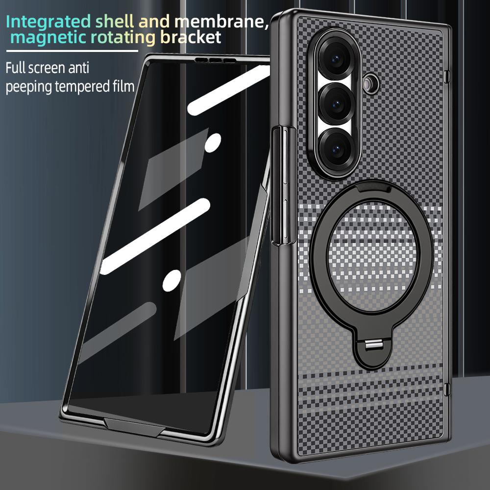 For Samsung Galaxy Z Fold6 5G VIETAO Fengying Series Integrated Privacy Film Carbon Fiber Magnetic Phone Case with 360-Degree Rotating Stand(Grey)