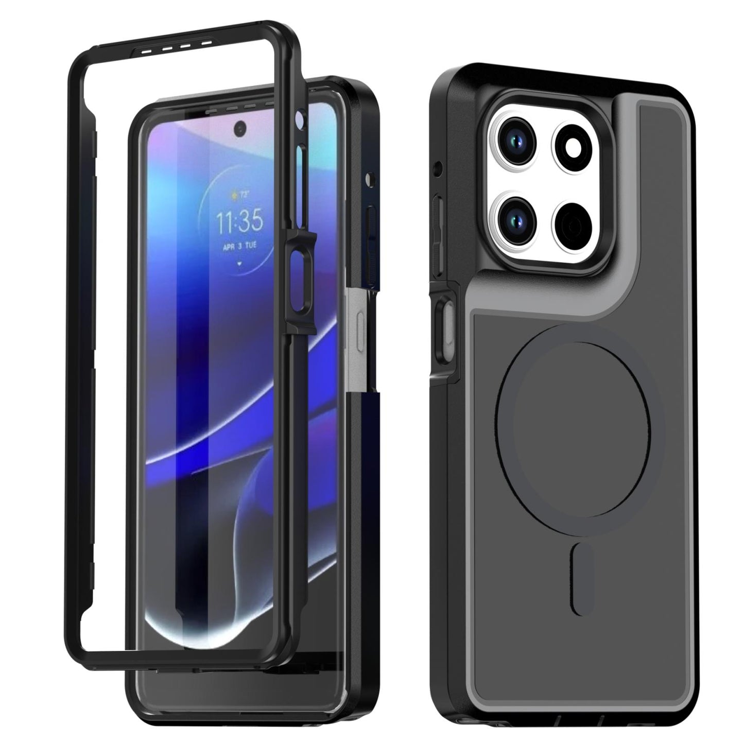 For Motorola Moto G Stylus 5G 2026 Silicone Magnetic Anti-drop Protective Phone Case(Black + Black)