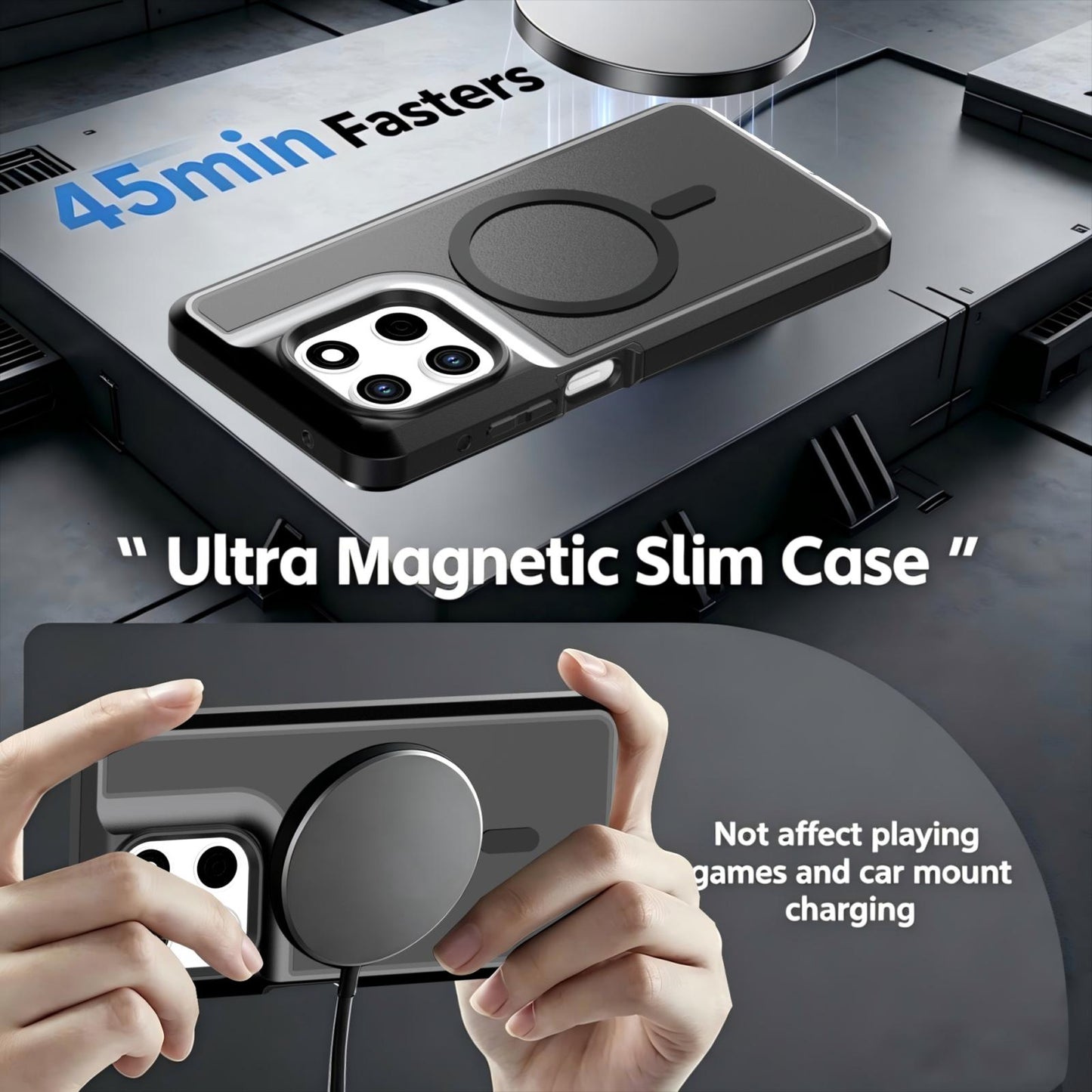 For Motorola Moto G Stylus 5G 2026 Silicone Magnetic Anti-drop Protective Phone Case(Black + Black)