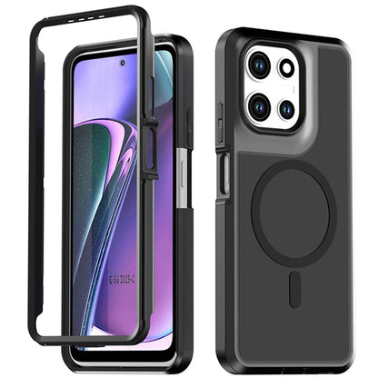 For Motorola Moto G 5G 2026 / 2025 Silicone Magnetic Anti-drop Protective Phone Case(Black + Black)