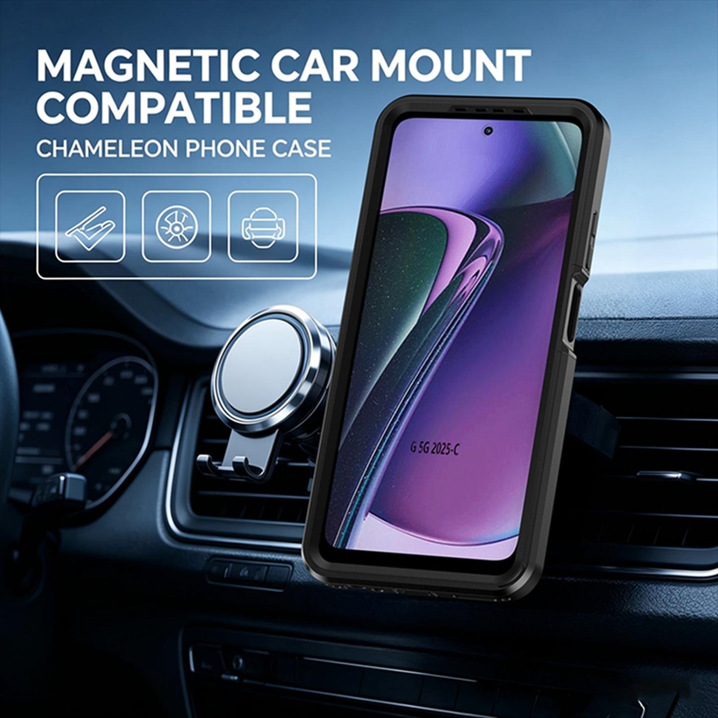 For Motorola Moto G 5G 2026 / 2025 Silicone Magnetic Anti-drop Protective Phone Case(Black + Black)