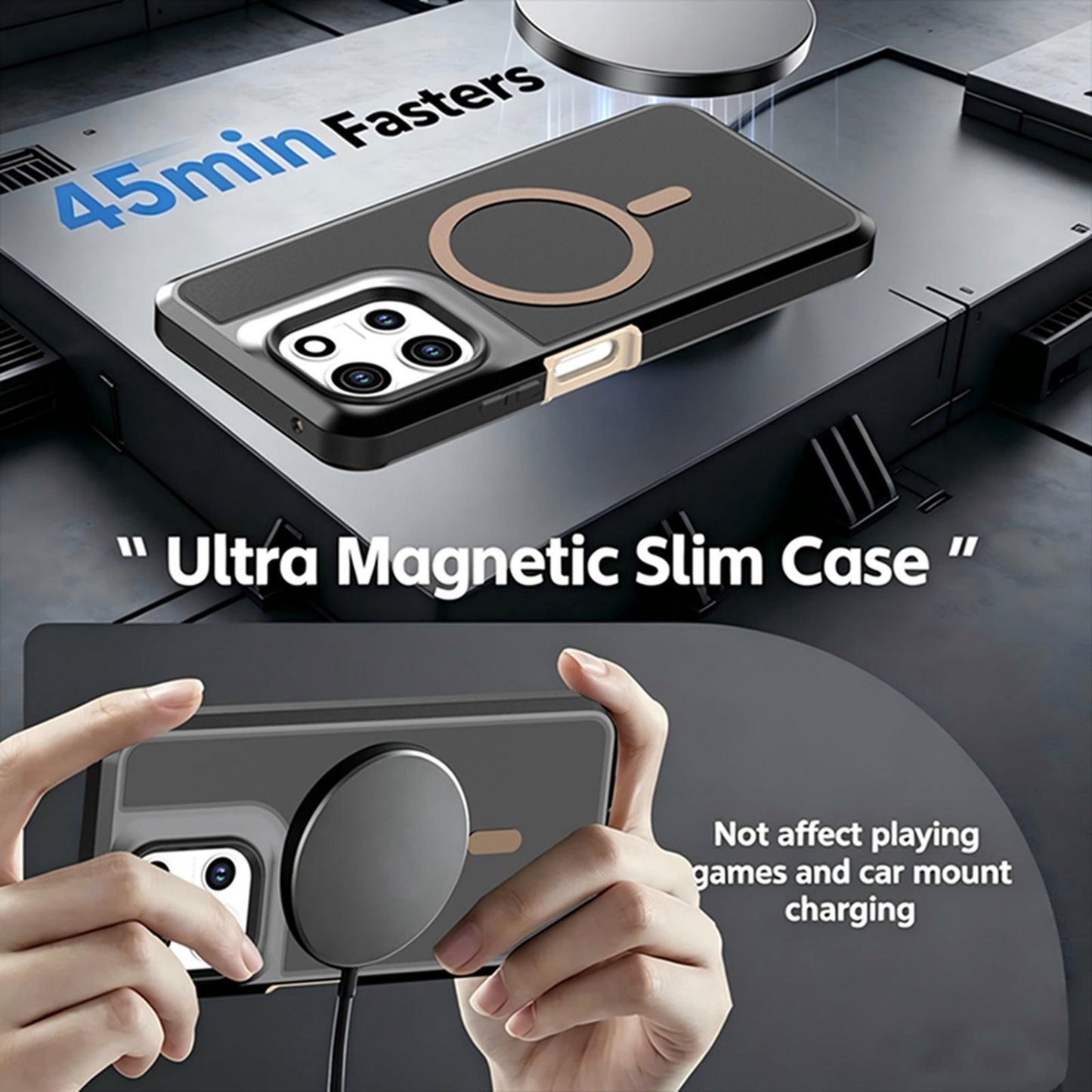 For Motorola Moto G 5G 2026 / 2025 Silicone Magnetic Anti-drop Protective Phone Case(Black + Gold)