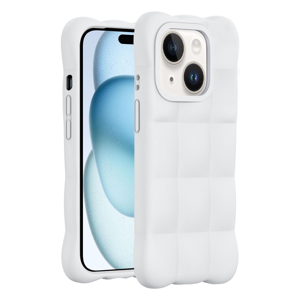 For iPhone 15 Cloud Liquid Silicone Phone Case(White)