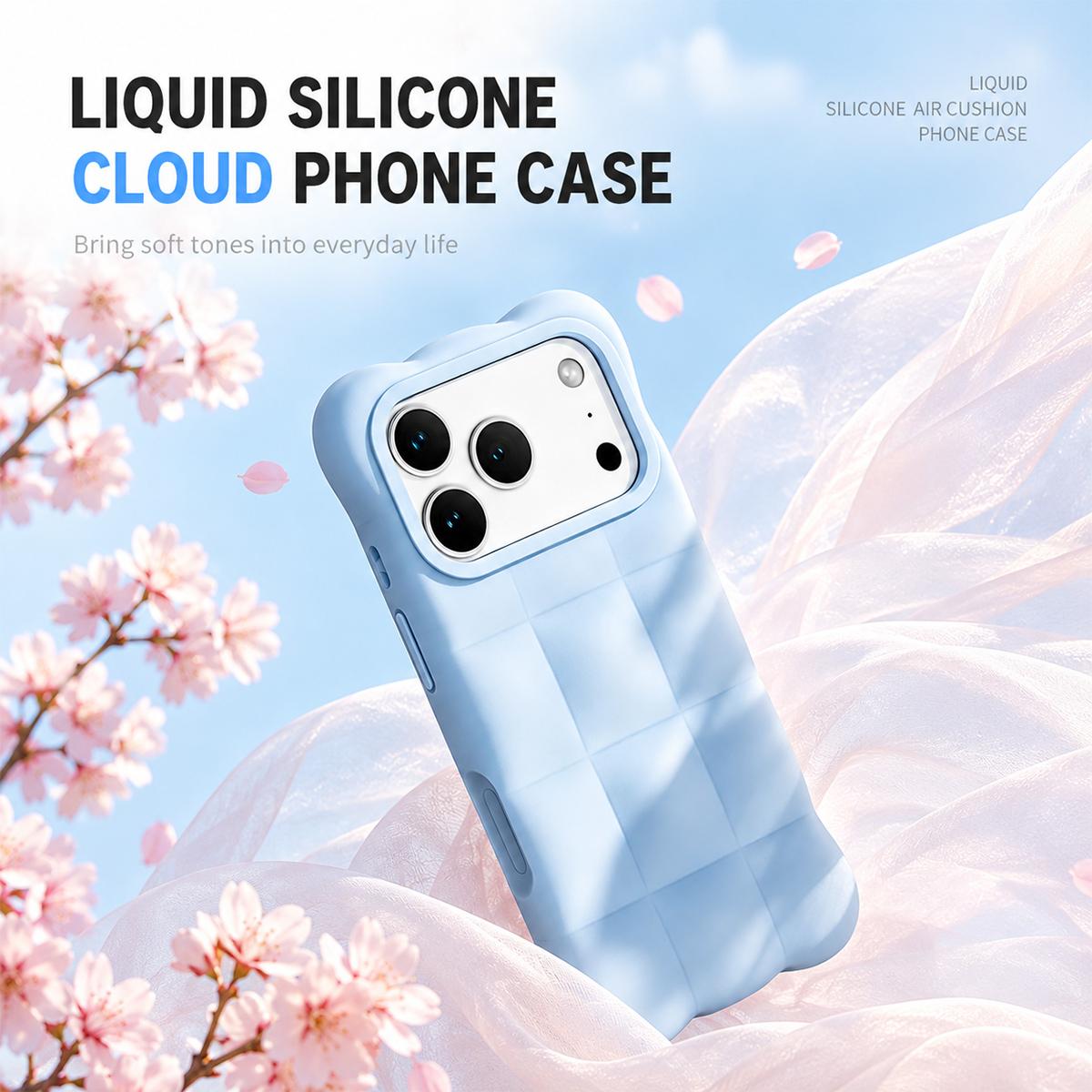 For iPhone 16 Cloud Liquid Silicone Phone Case(Blue)