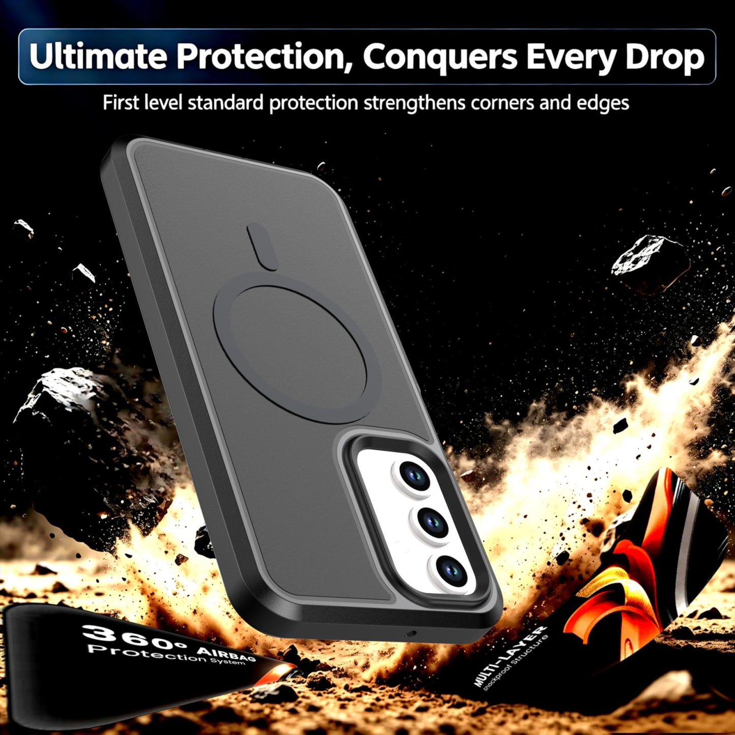 For Galaxy A17 / A16 / A26 5G Silicone Magnetic Anti-drop Protective Phone Case(Black + Black)