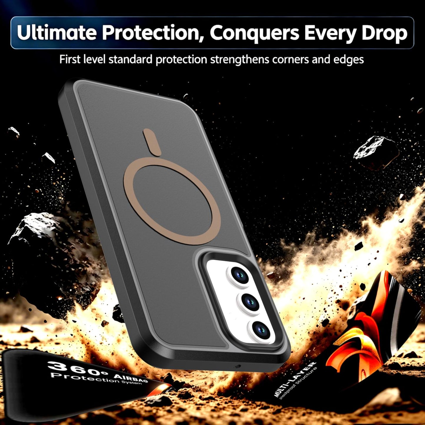 For Galaxy A17 / A16 / A26 5G Silicone Magnetic Anti-drop Protective Phone Case(Black + Gold)