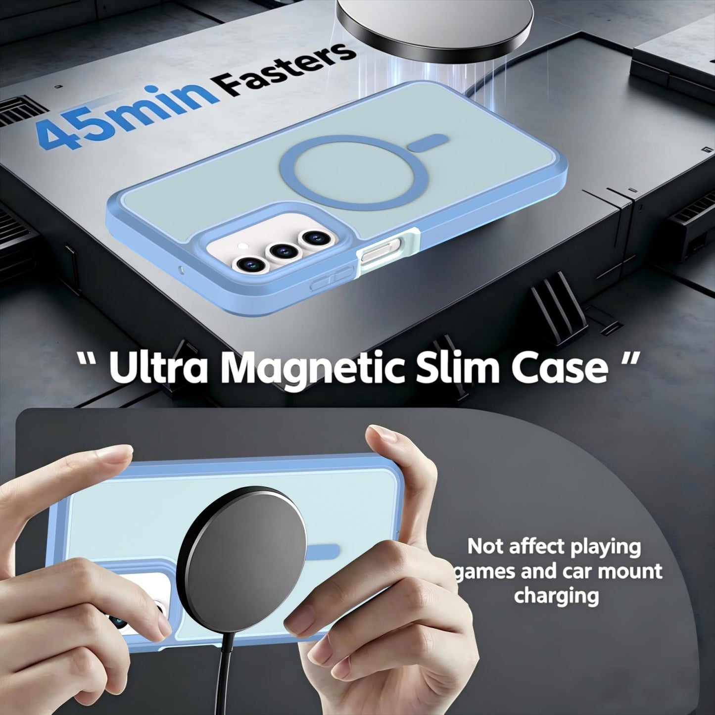 For Galaxy A17 / A16 / A26 5G Silicone Magnetic Anti-drop Protective Phone Case(Light Blue)