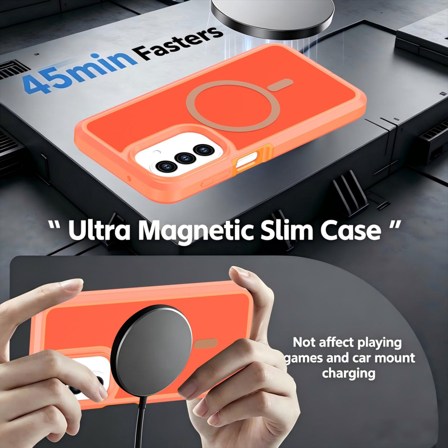 For Galaxy A27 5G Silicone Magnetic Anti-drop Protective Phone Case(Orange)