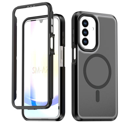 For Galaxy A27 5G Silicone Magnetic Anti-drop Protective Phone Case(Black + Black)