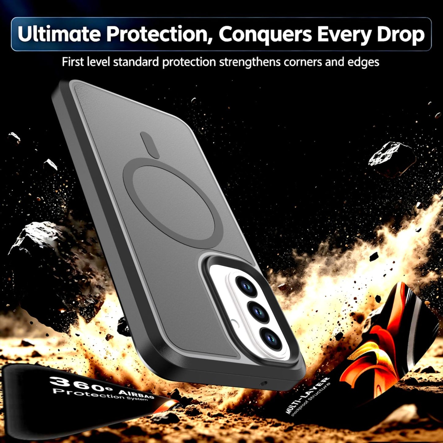 For Galaxy A27 5G Silicone Magnetic Anti-drop Protective Phone Case(Black + Black)