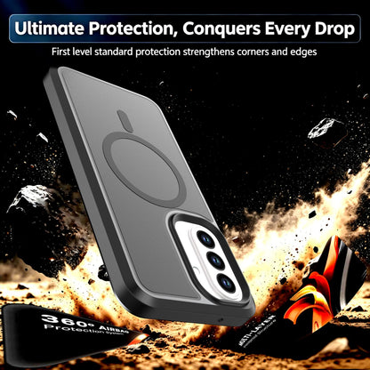 For Galaxy A27 5G Silicone Magnetic Anti-drop Protective Phone Case(Black + Black)