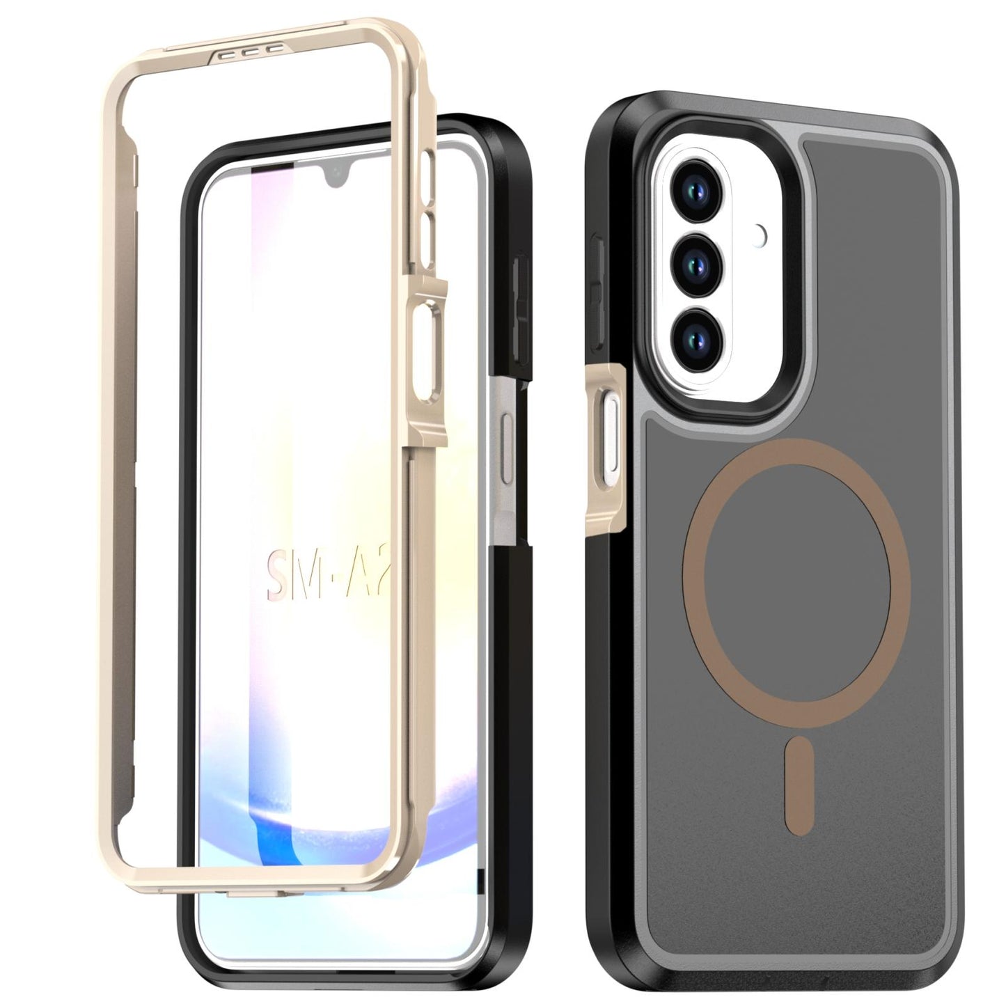 For Galaxy A27 5G Silicone Magnetic Anti-drop Protective Phone Case(Black + Gold)