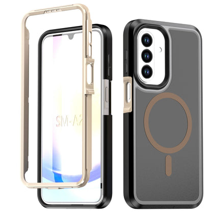 For Galaxy A27 5G Silicone Magnetic Anti-drop Protective Phone Case(Black + Gold)