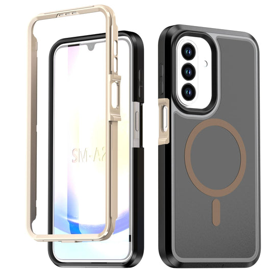 For Galaxy A27 5G Silicone Magnetic Anti-drop Protective Phone Case(Black + Gold)