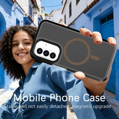 For Galaxy A27 5G Silicone Magnetic Anti-drop Protective Phone Case(Black + Gold)