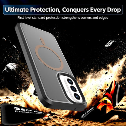 For Galaxy A27 5G Silicone Magnetic Anti-drop Protective Phone Case(Black + Gold)