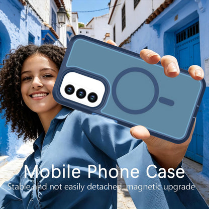 For Galaxy A27 5G Silicone Magnetic Anti-drop Protective Phone Case(Blue)