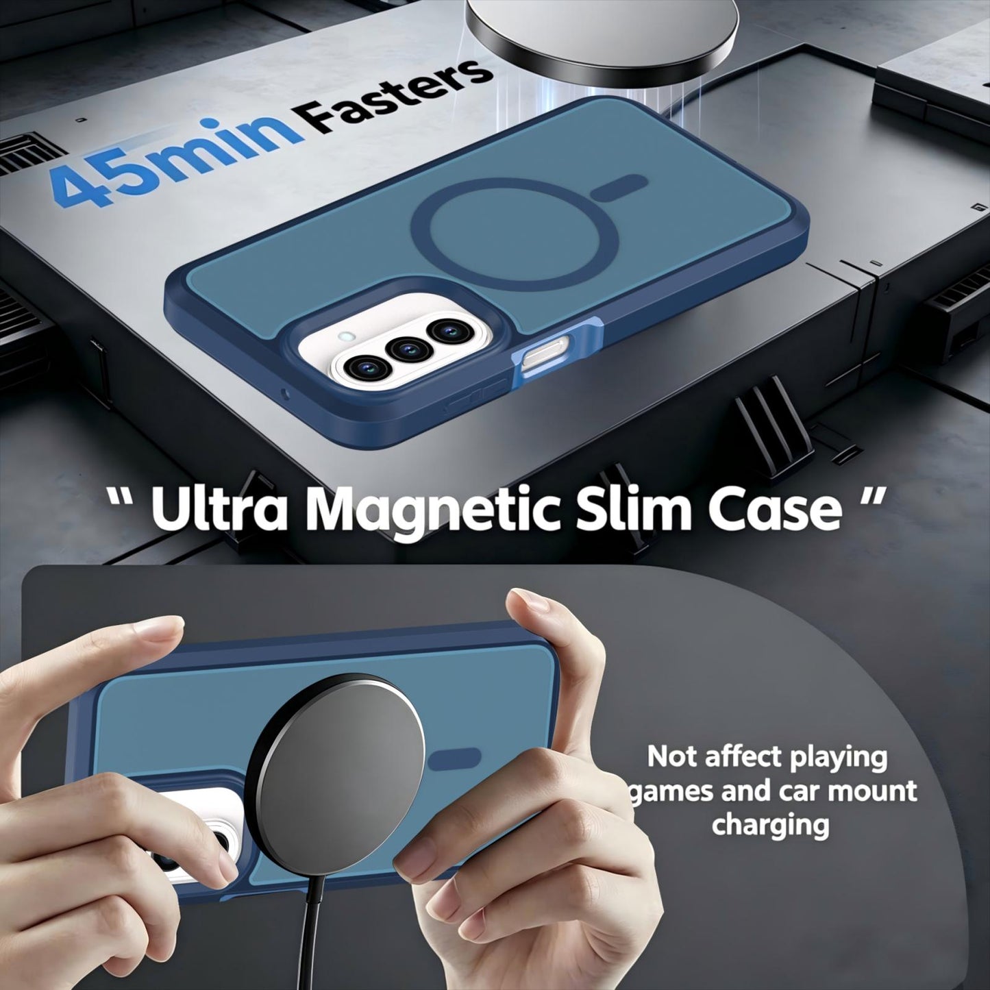 For Galaxy A27 5G Silicone Magnetic Anti-drop Protective Phone Case(Blue)