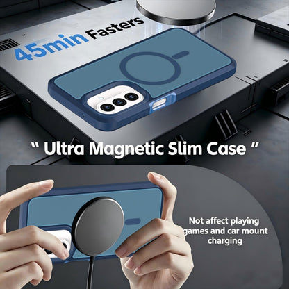 For Galaxy A27 5G Silicone Magnetic Anti-drop Protective Phone Case(Blue)