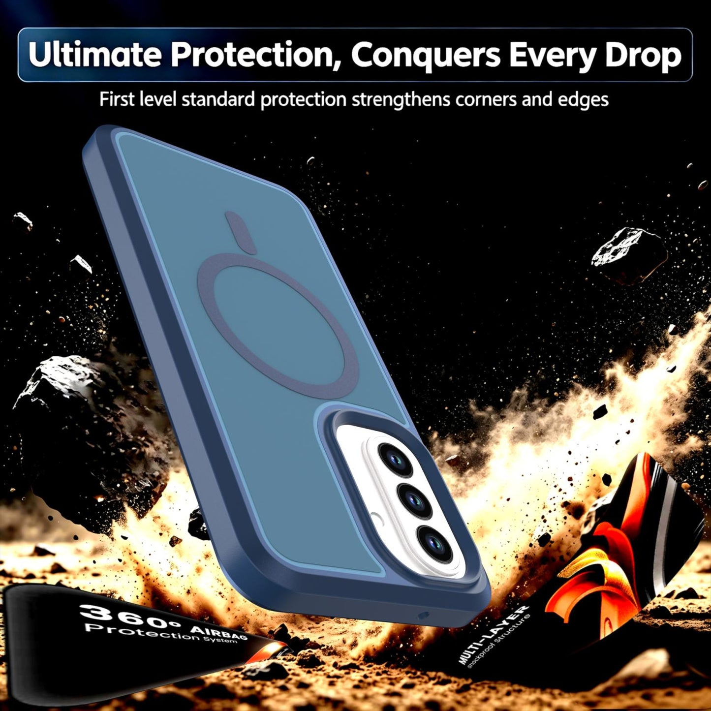 For Galaxy A27 5G Silicone Magnetic Anti-drop Protective Phone Case(Blue)