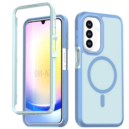 For Galaxy A27 5G Silicone Magnetic Anti-drop Protective Phone Case(Light Blue)