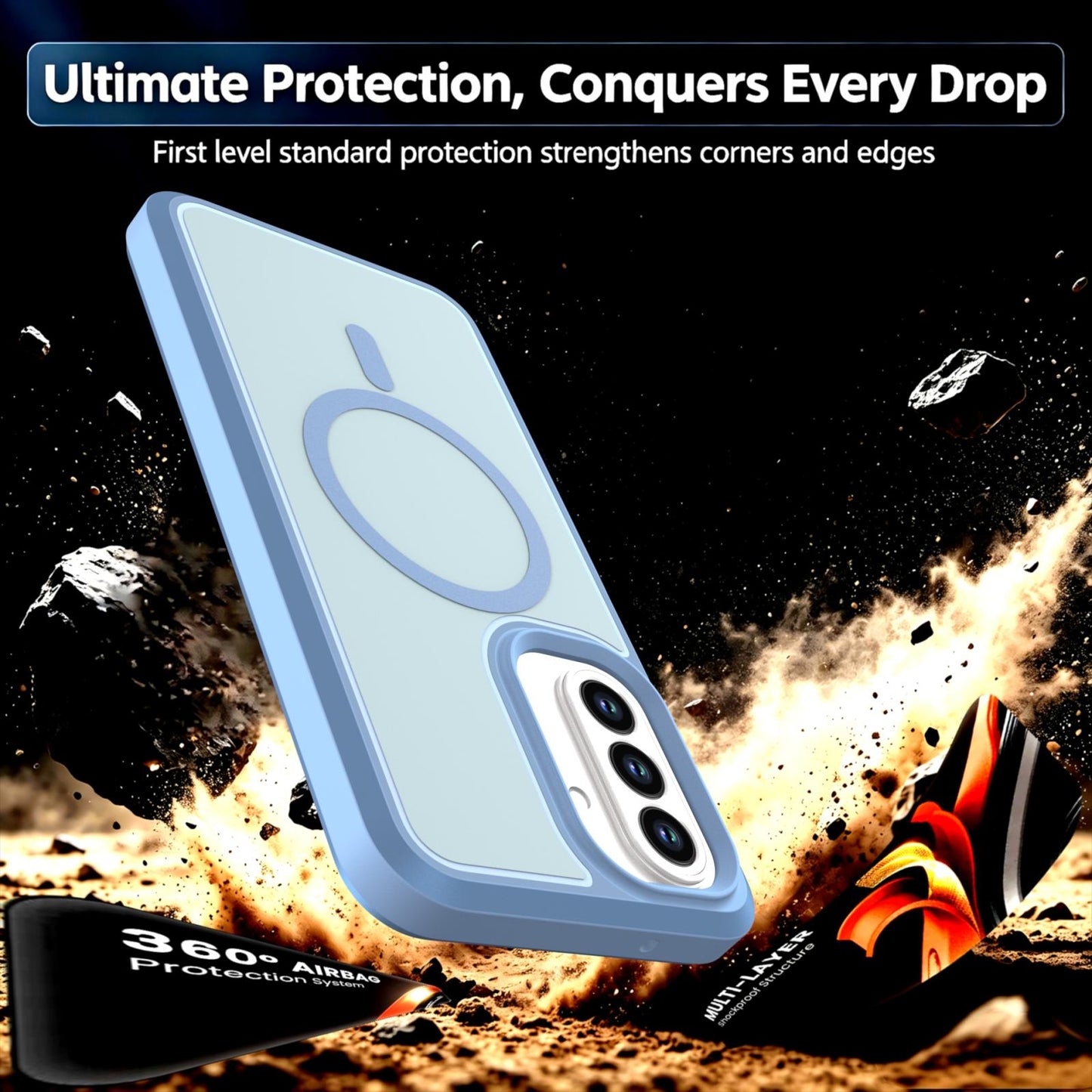 For Galaxy A27 5G Silicone Magnetic Anti-drop Protective Phone Case(Light Blue)