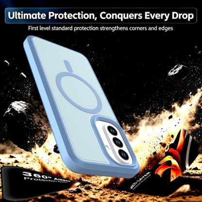 For Galaxy A27 5G Silicone Magnetic Anti-drop Protective Phone Case(Light Blue)